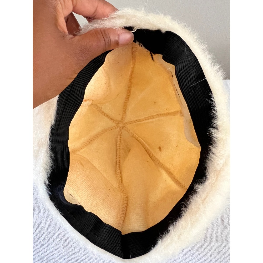 Vintage Ivory Faux Fur Bucket Hat Winter One Size Soft Plush - Picture 4 of 6